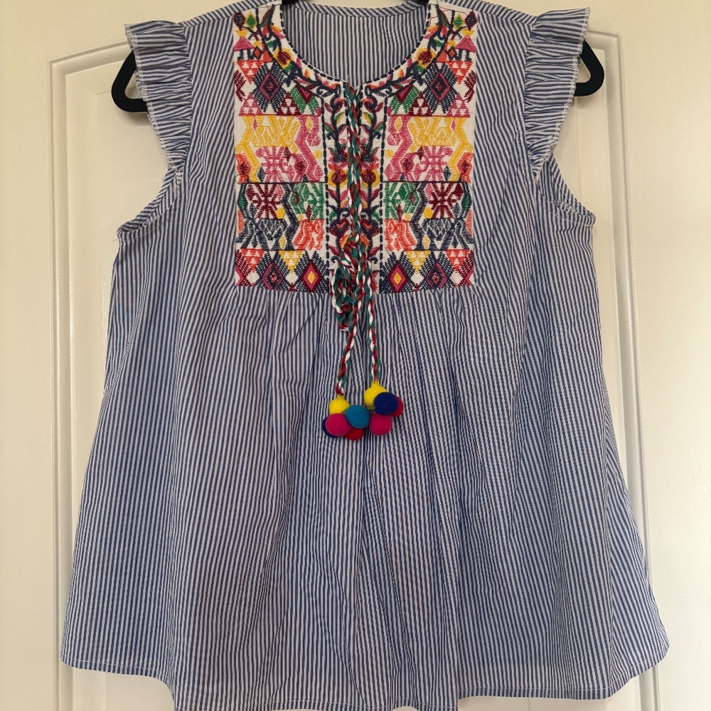 Blue stripe top xs